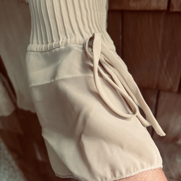 VTG 90s Kaelyn Max Womens Fringe Bell Sleeve Top Beige Cold Shoulder Fairy XL - Picture 6 of 10